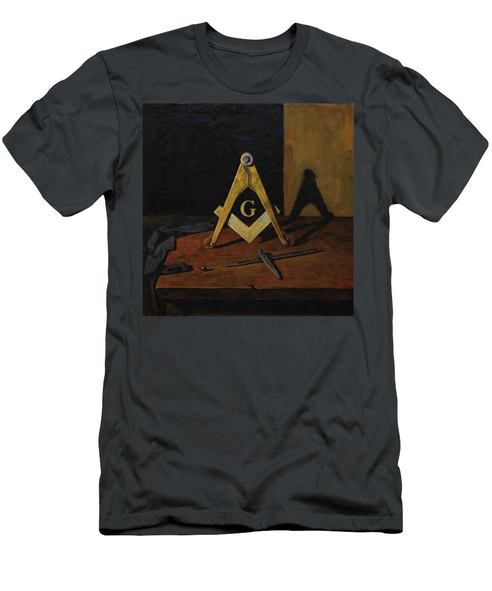 Masonic Symbols on Wooden Surface Pierre Blanchard T-Shirt
