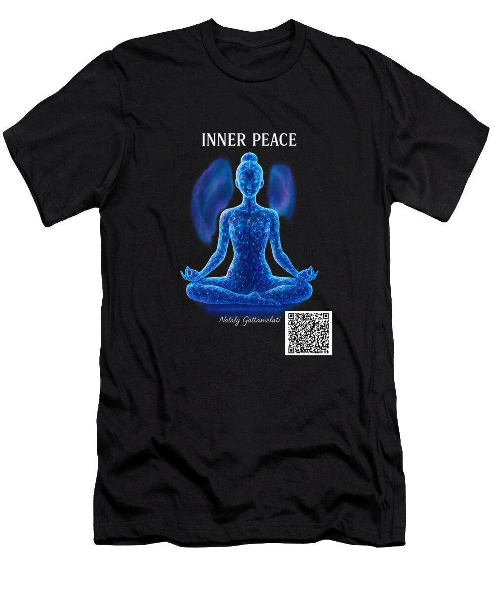 Meditative Blue Figure with Wings Nataly Gattamelati T-Shirt