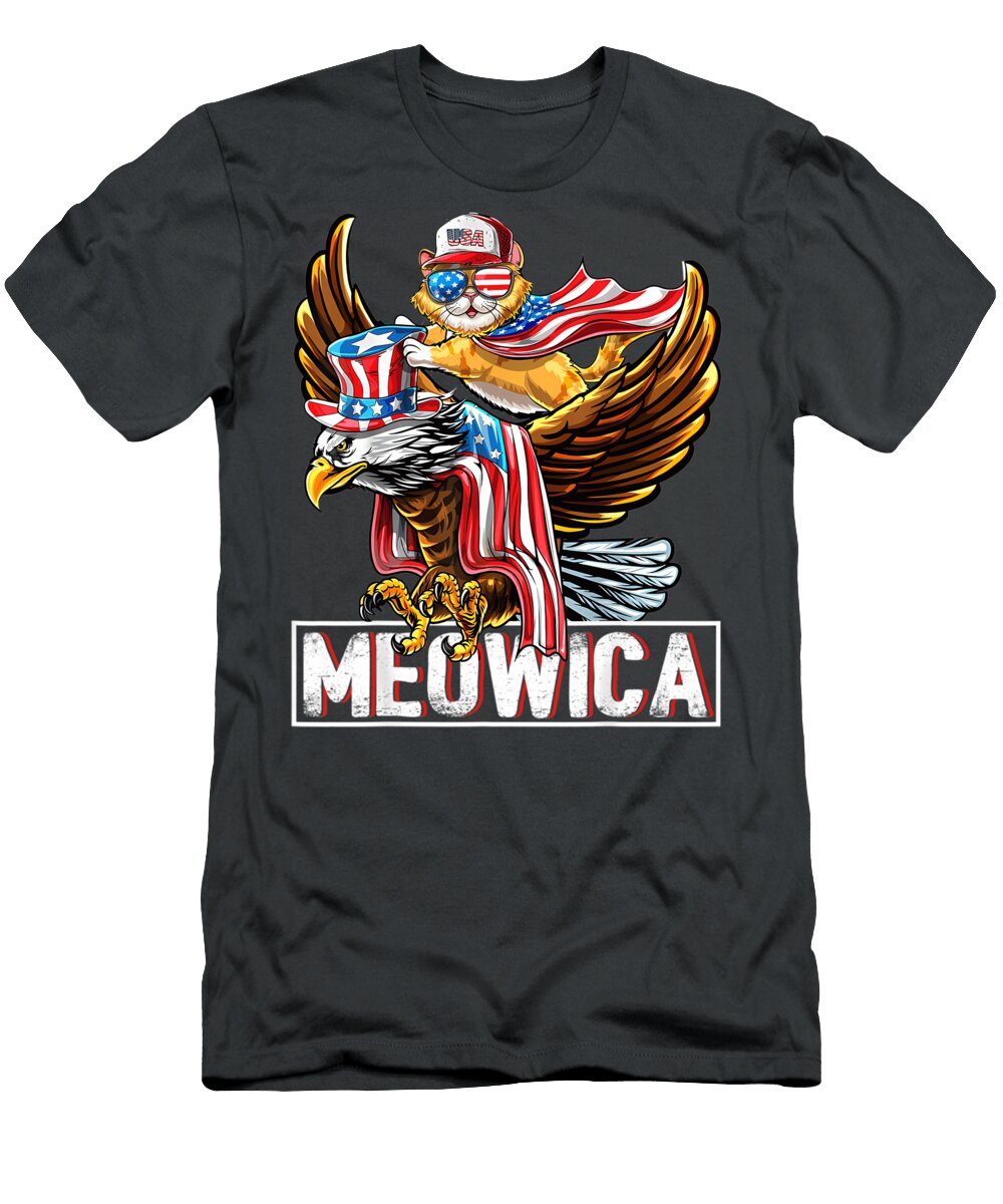 Meowica Cat Bald Eagle 4th of July Patriotic Quang Vu T-Shirt
