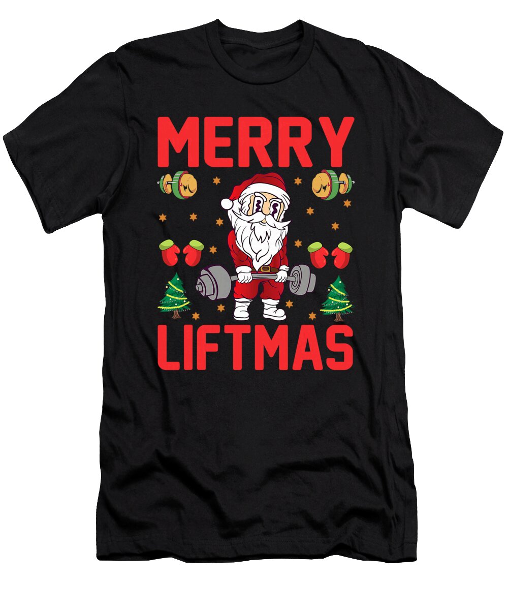 Merry Liftmas Santa Christmas Workout Fun Natalie Lidford T-Shirt