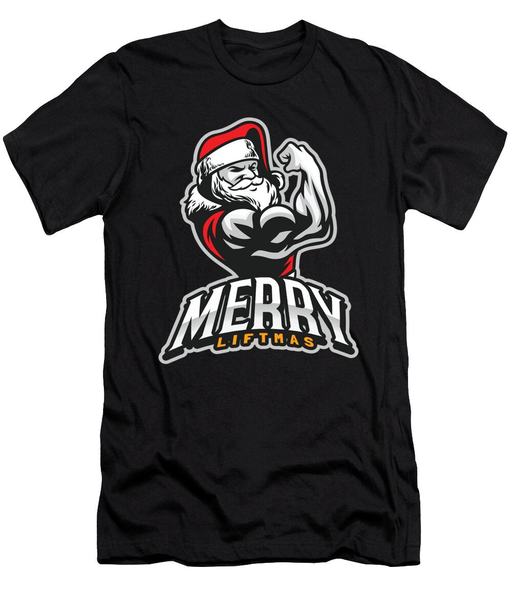 Merry Liftmas Workout Gift Funny Santa Claus Art Grabitees T-Shirt
