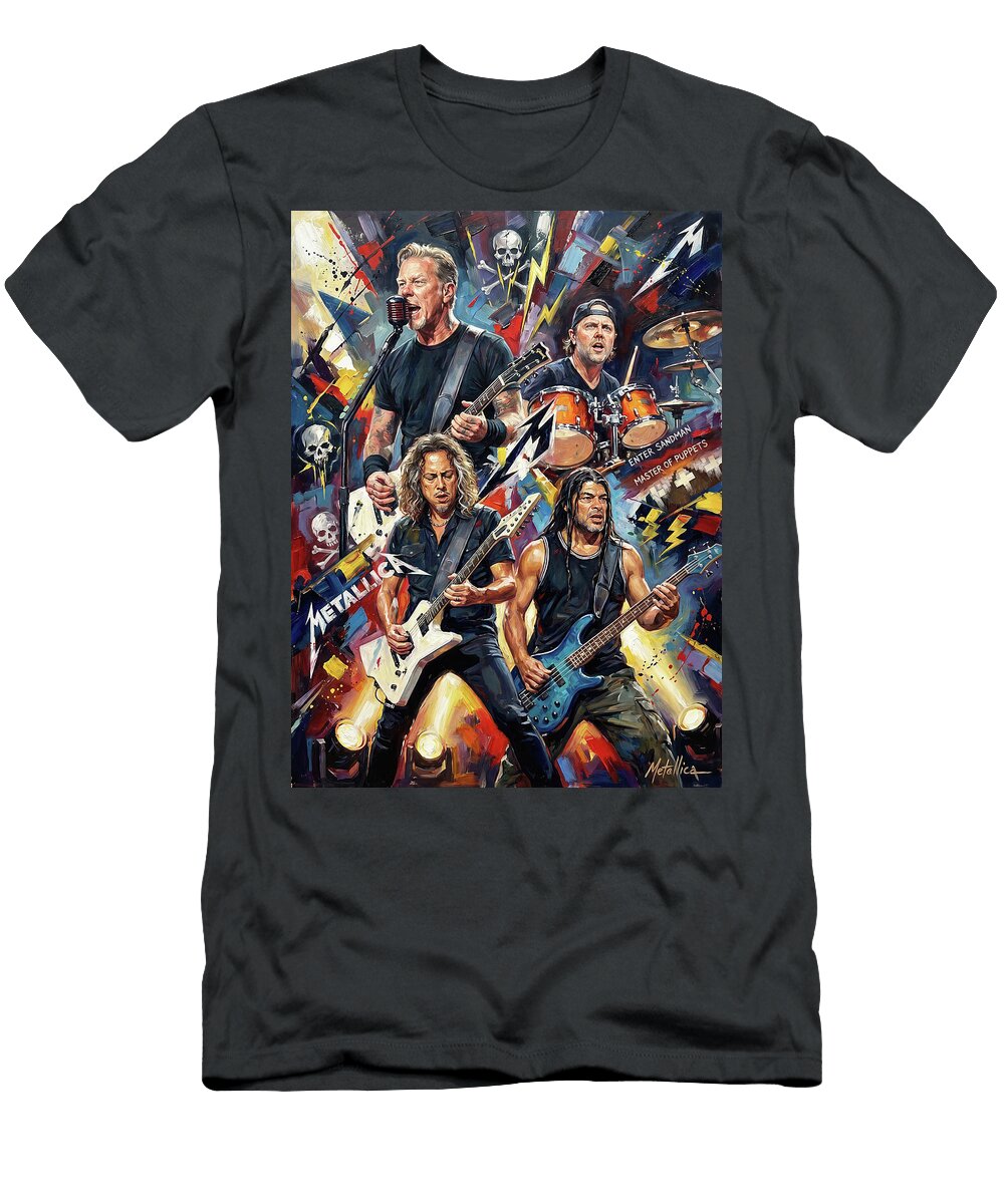 Metallica Band Live Abstract Portrait Art of Music Icons Iconic Musicians Legend Paint Sampadart Gallery T-Shirt