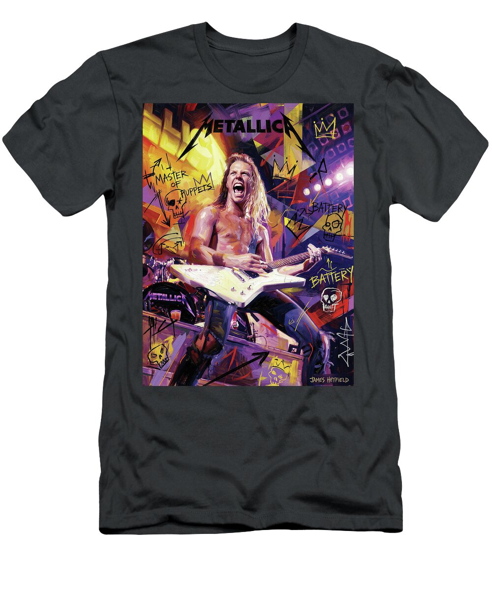 Metallica James Hetfield Abstract Portrait Art of Music Icons Iconic Musicians Legend Painting Sampadart Gallery T-Shirt