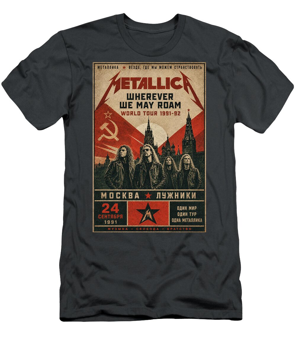 Metallica Moscow Concert Poster 1991 Kevin Walker and Pixel Reverie T-Shirt