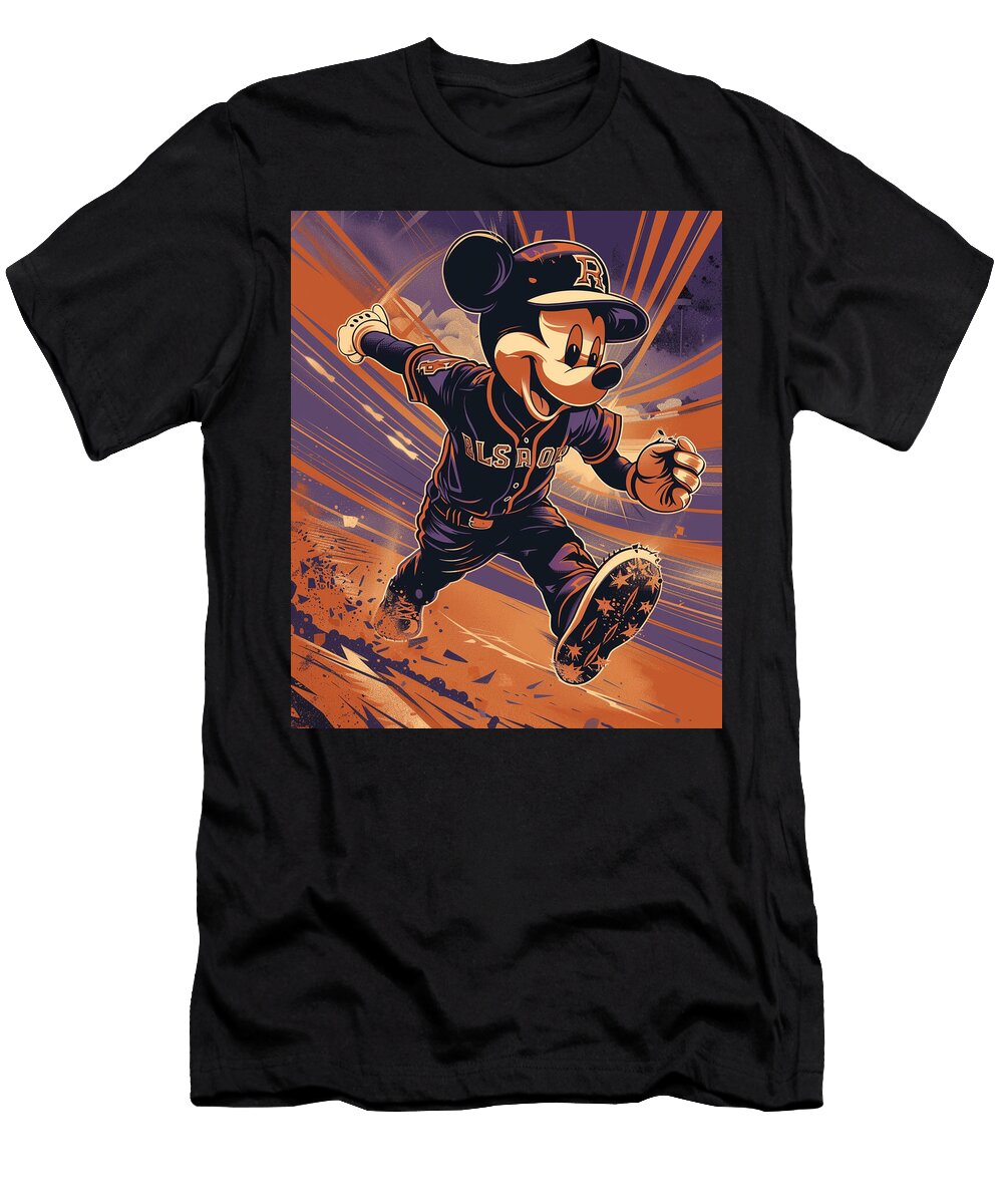 Mickey Mouse Vs Colorado Rockies Beating Baseball Blues Robertz Schuler T-Shirt