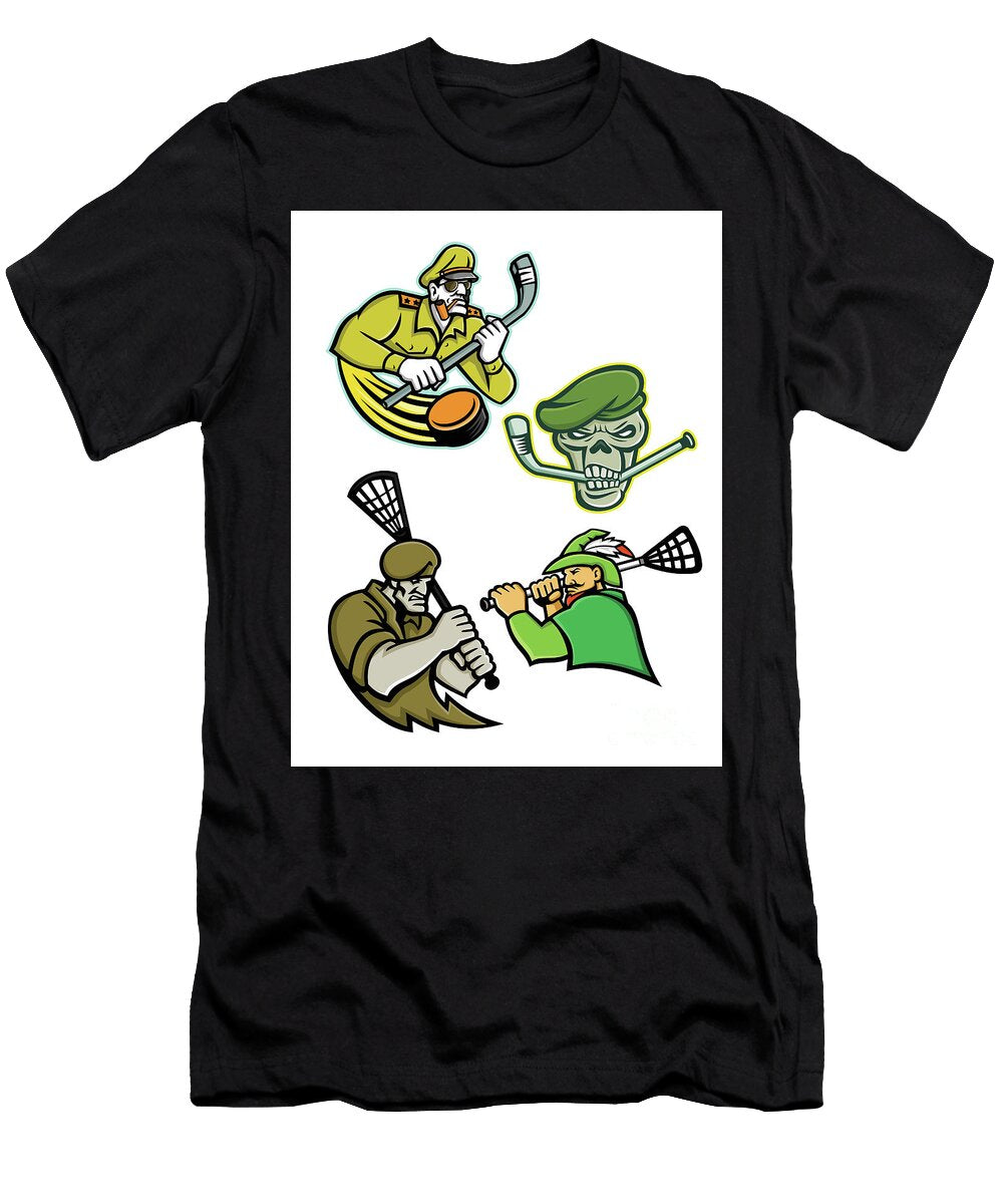 Military Warriors Lacrosse and Ice Hockey Mascot Collection Aloysius Patrimonio T-Shirt