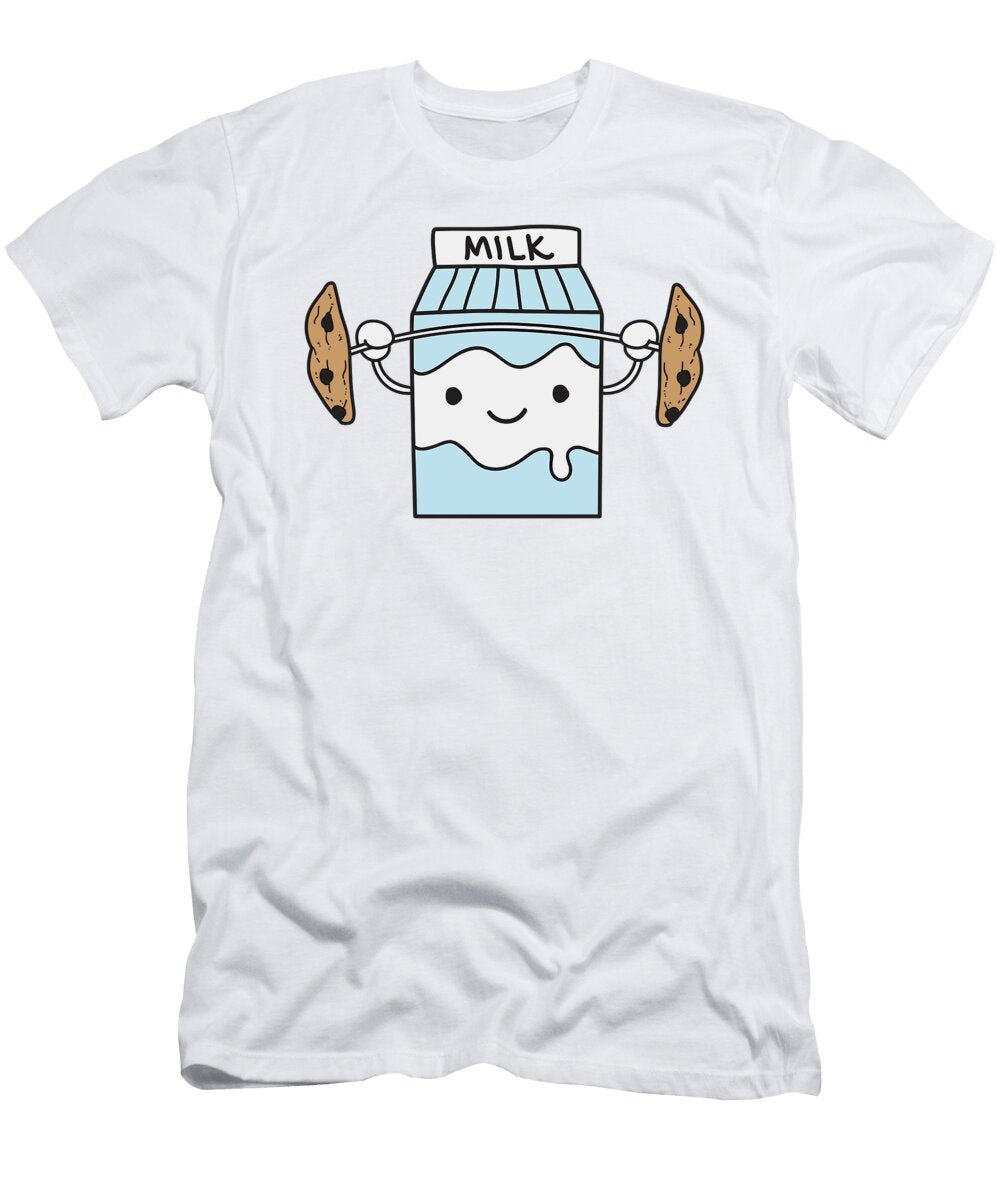 Milk Lifting Cookies Funny Food Snatch Squat Barbell Gym Roger Kuo Art T-Shirt