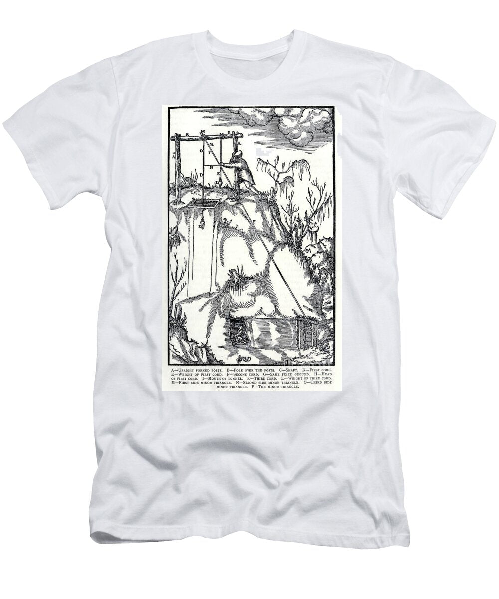 Miner Surveying Shaft De Re Metallica Illustration Historic Illustrations T-Shirt