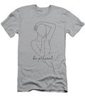 Minimalist Faceless Woman with Be Present Text Linear Mounir Khalfouf T-Shirt