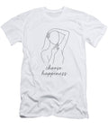 Minimalist Line Drawing of a Reflective Woman with Choose Happiness Quote Mounir Khalfouf T-Shirt