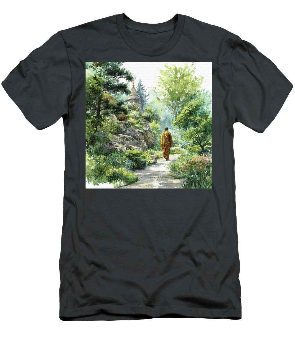 Monk Strolling in Lush Garden Pierre Blanchard T-Shirt