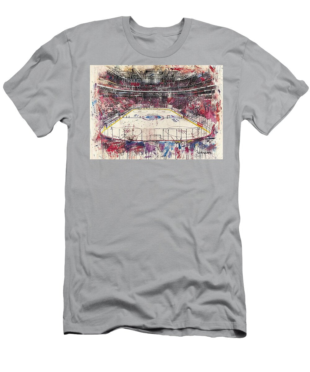 Montreal Canadiens Bell Centre Stadium Vibrant Hockey Arena Painting Giunia Sigworth T-Shirt
