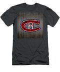 Montreal Canadiens Hockey Team Retro Logo Vintage Recycled Quebec Canada License Plate Art Design Turnpike T-Shirt