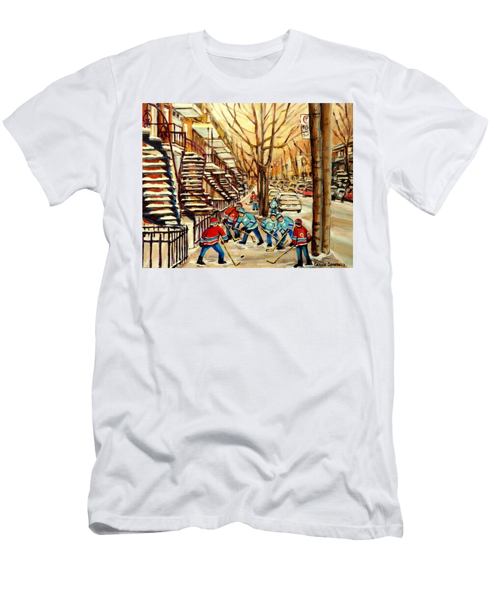 Montreal Street Hockey Paintings Carole Spandau T-Shirt