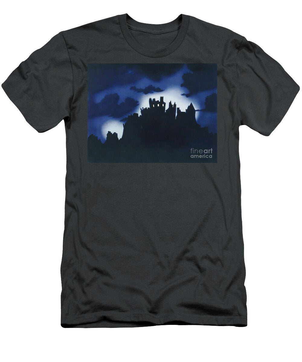 Moonlight on Merles Towers Painting Ruins Castle Clouds Landsca N Akkash T-Shirt