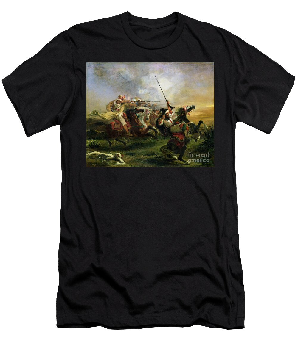 Moroccan Horsemen in Military Action 1832 Ferdinand Victor Eugene Delacroix T-Shirt