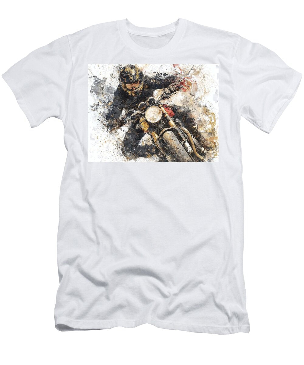 Motorcycle Art Dusty Road Fast Norton 2023 Deep Black Commando Motorcycles Adventure Rider Elmer Powers T-Shirt