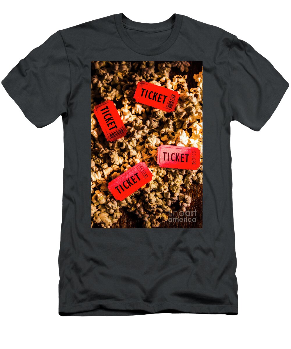 Movie Tickets on Scattered Popcorn Jorgo Photography Wall Art Gallery T-Shirt