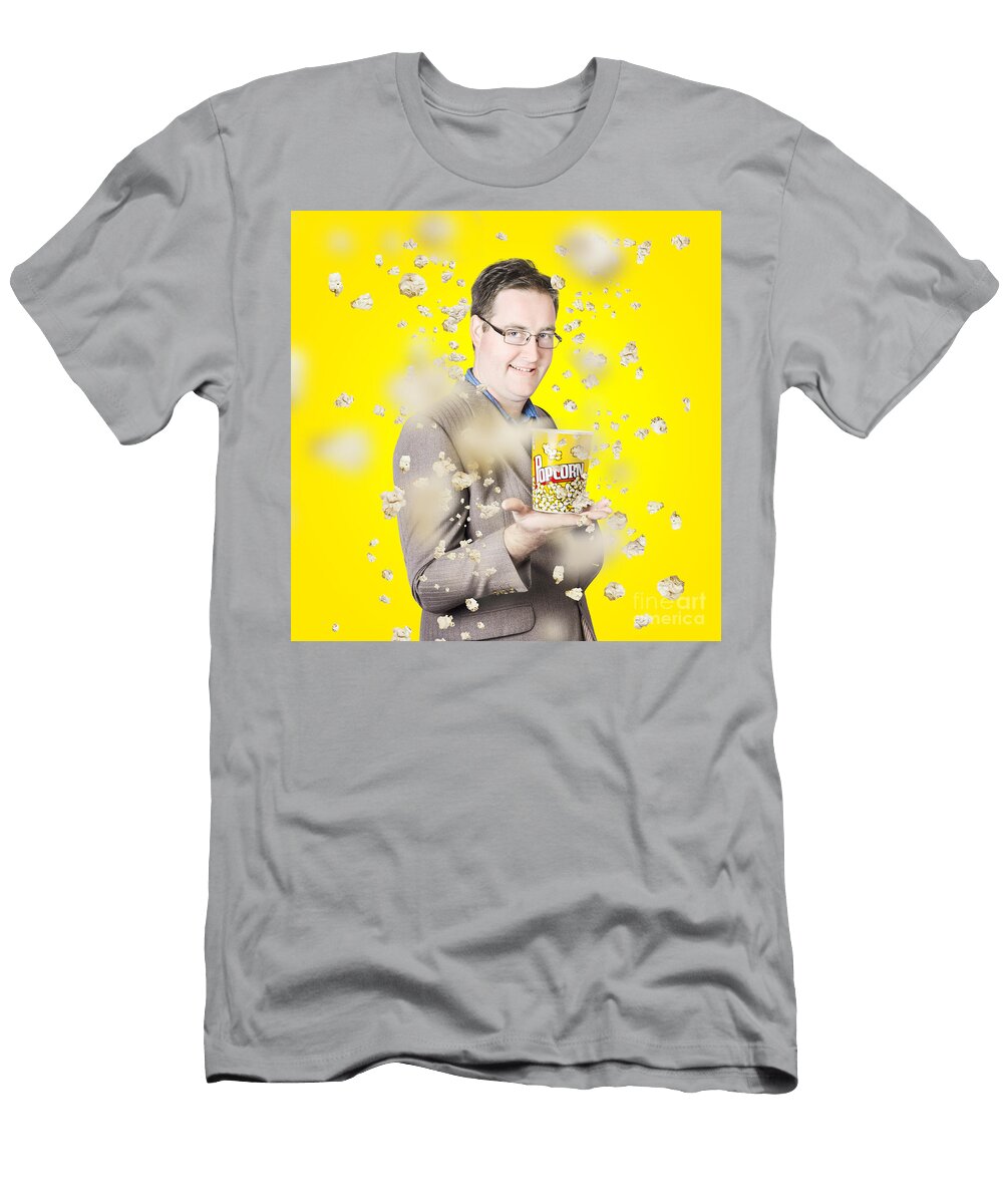 Movies Man Watching Fall of Cinema Popcorn Ryan Jorgensen T-Shirt