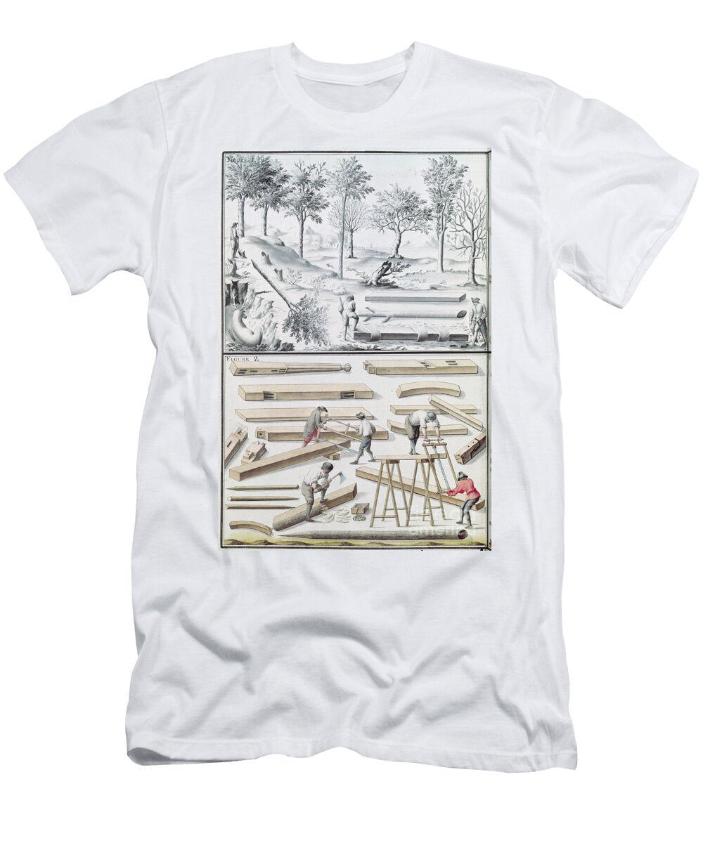 Ms 131k Different Species of Tree and Sawing Logs From Traite De Fortifications Claude Masse T-Shirt