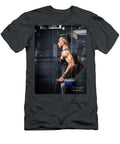Muscular Young Man Training Shoulders on Gym Machine Stefano C T-Shirt