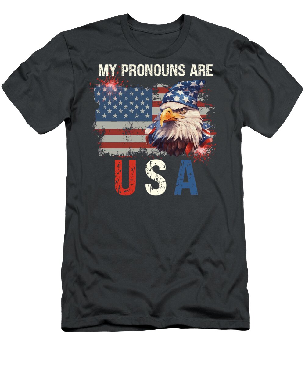My Pronouns Are USA Funny 4th of July Saying Quang Vu T-Shirt