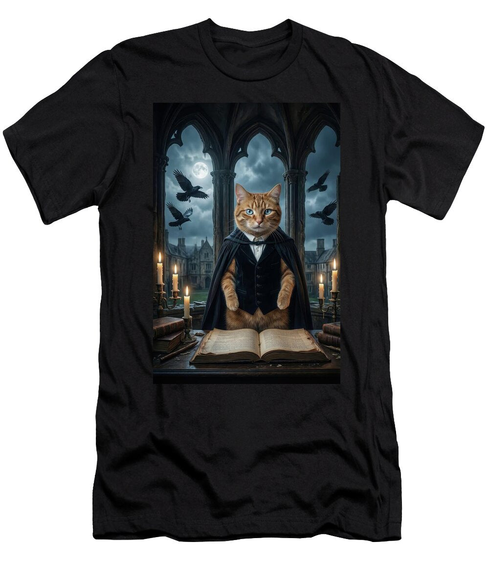 Mystical Cat in Gothic Cloak Matthias Hauser T-Shirt