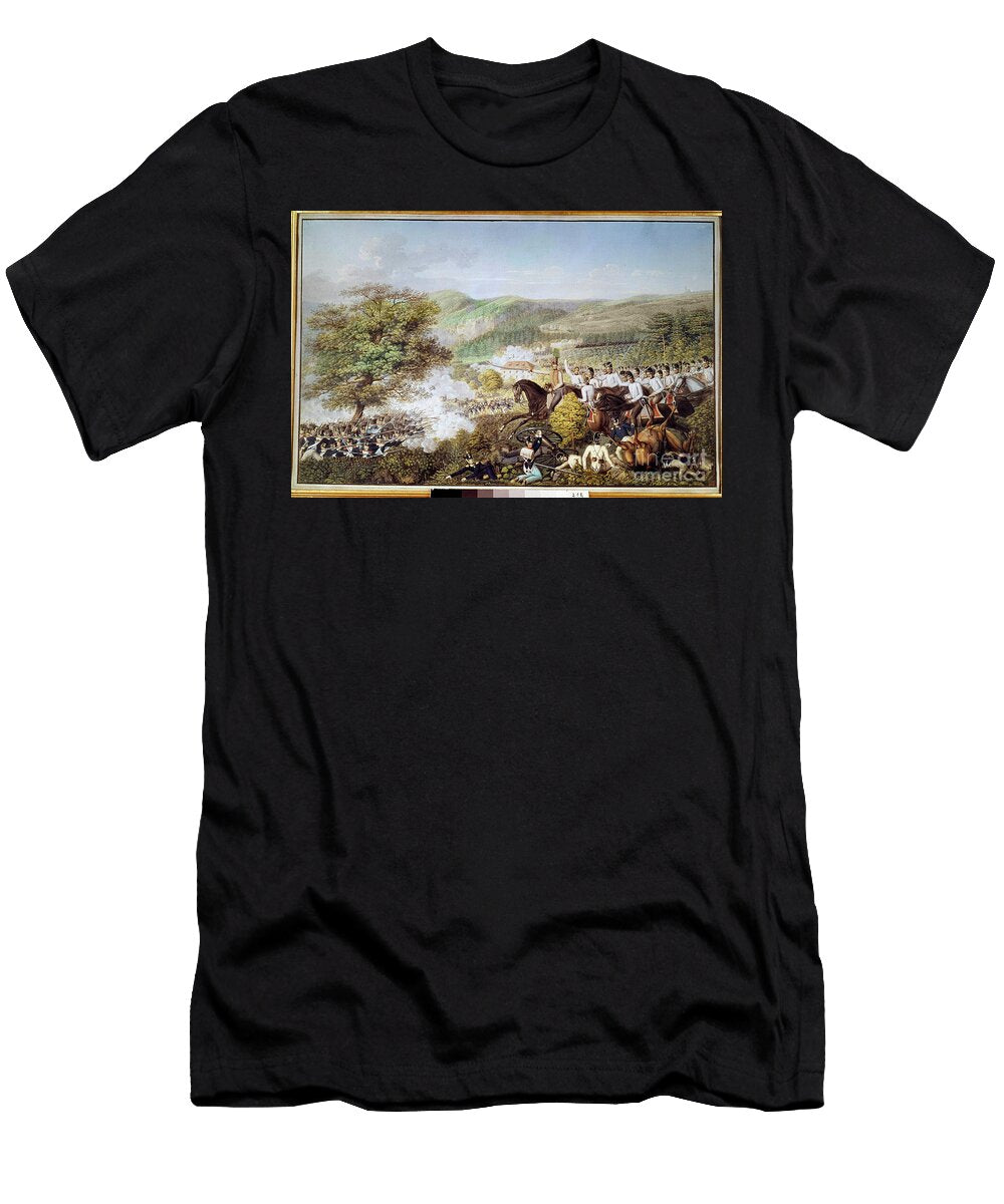Napoleonic War the French Infantry Against the Prussian Cavalry 19th Century Watercolour Unknown Artist T-Shirt