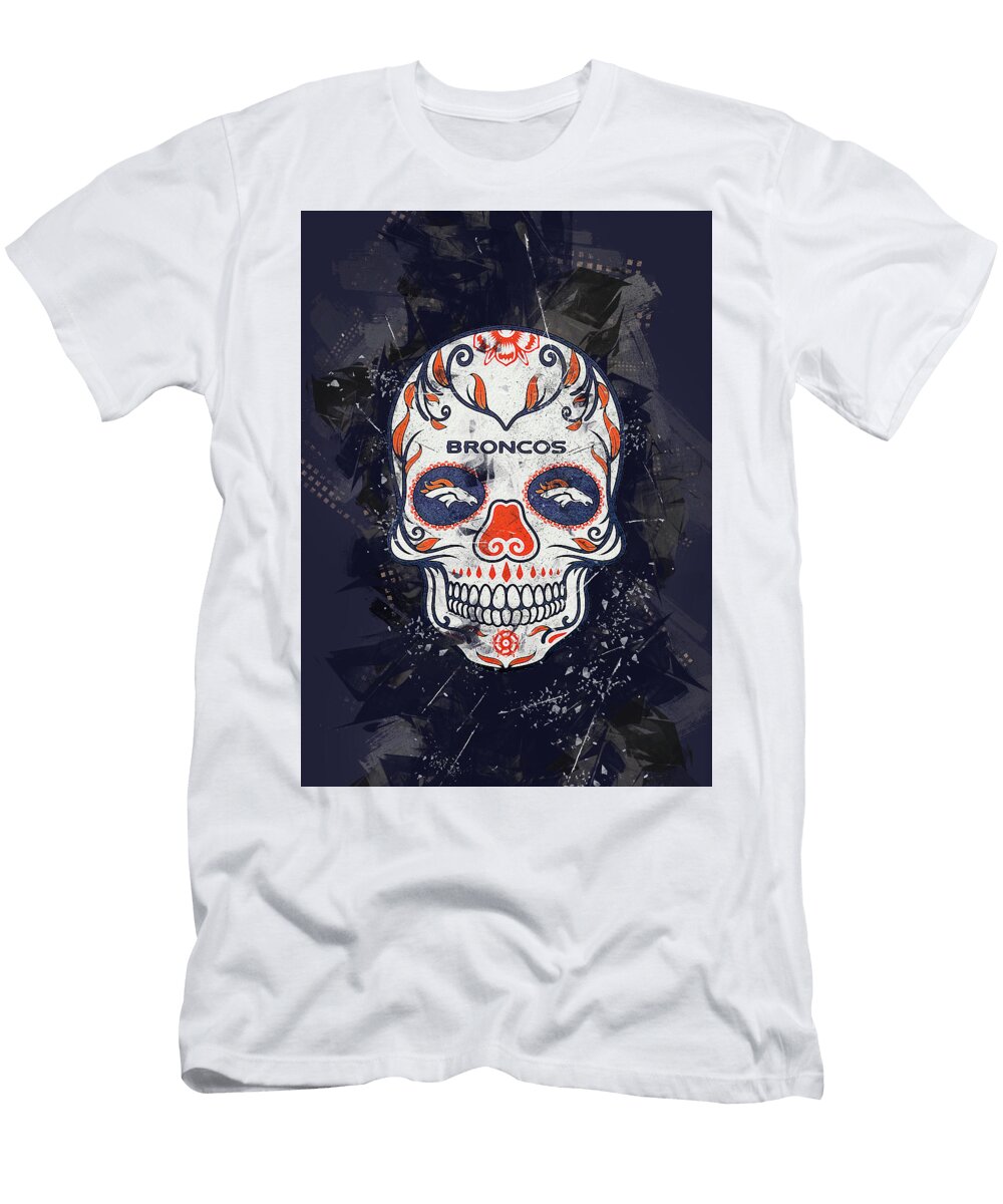 National Football League Art NFL Denver Broncos Skull Leith Huber T-Shirt