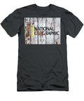 National Geographic Brand Logo Peeling Paint on Wood Wall Design Turnpike T-Shirt