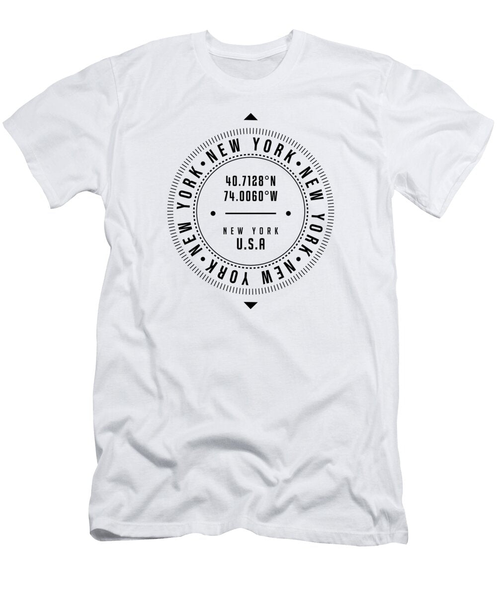 New York New York USA 1 City Coordinates Typography Print Classic Minimal Studio Grafiikka T-Shirt