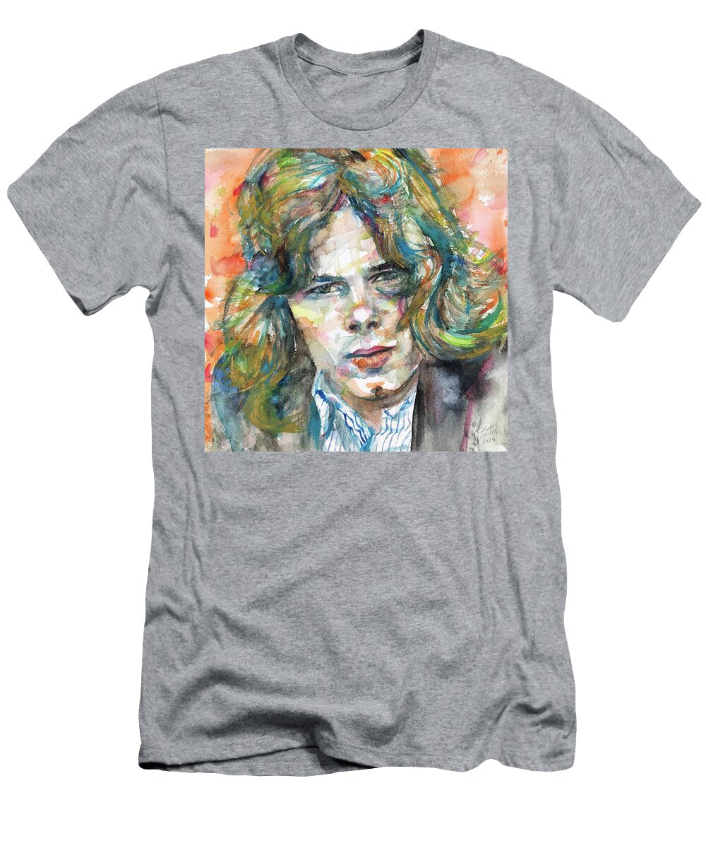 Nick Drake Watercolor Portrait 8 Fabrizio Cassetta T-Shirt