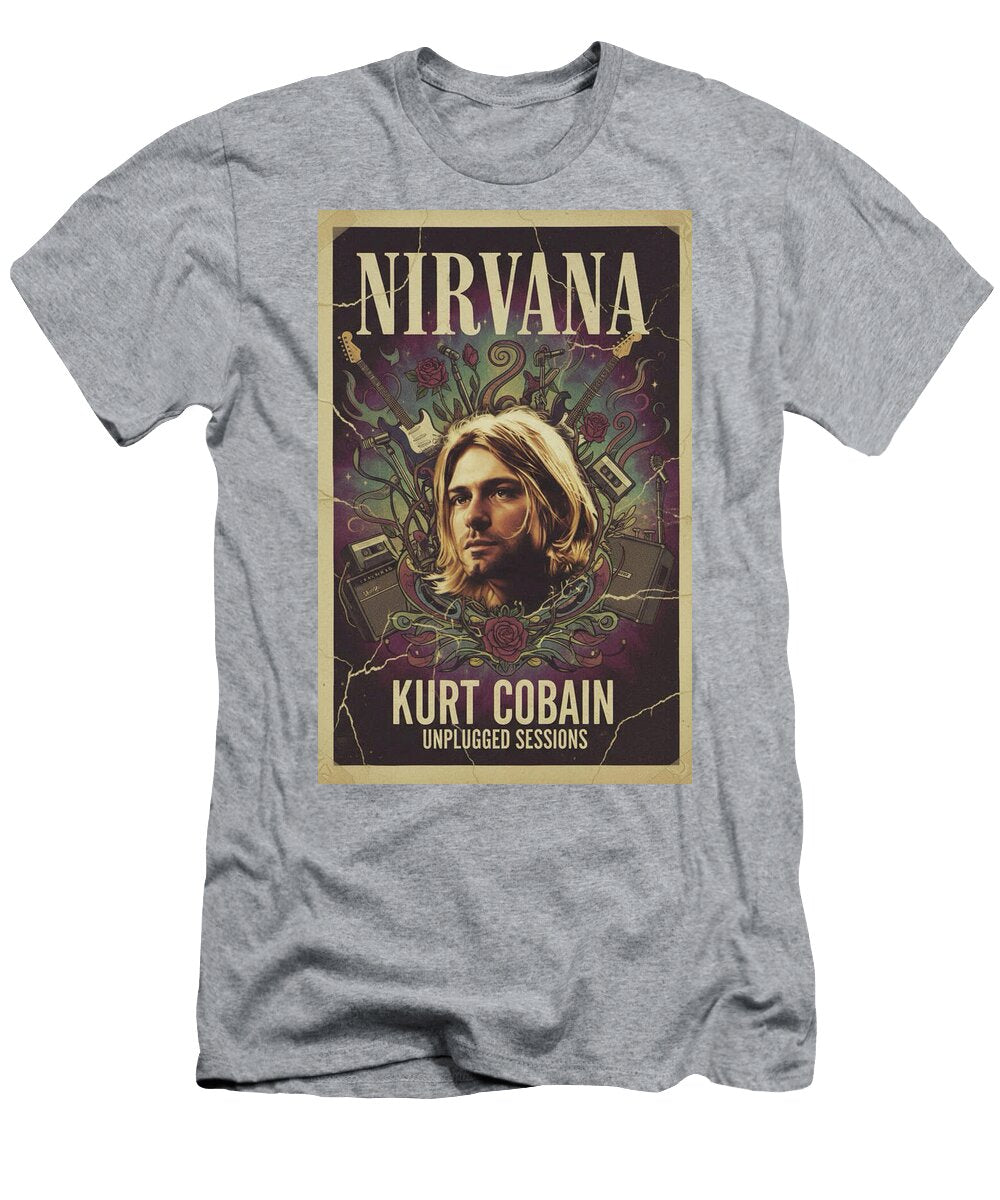 Nirvana Unplugged Poster with Kurt Cobain Paulo Goncalves T-Shirt