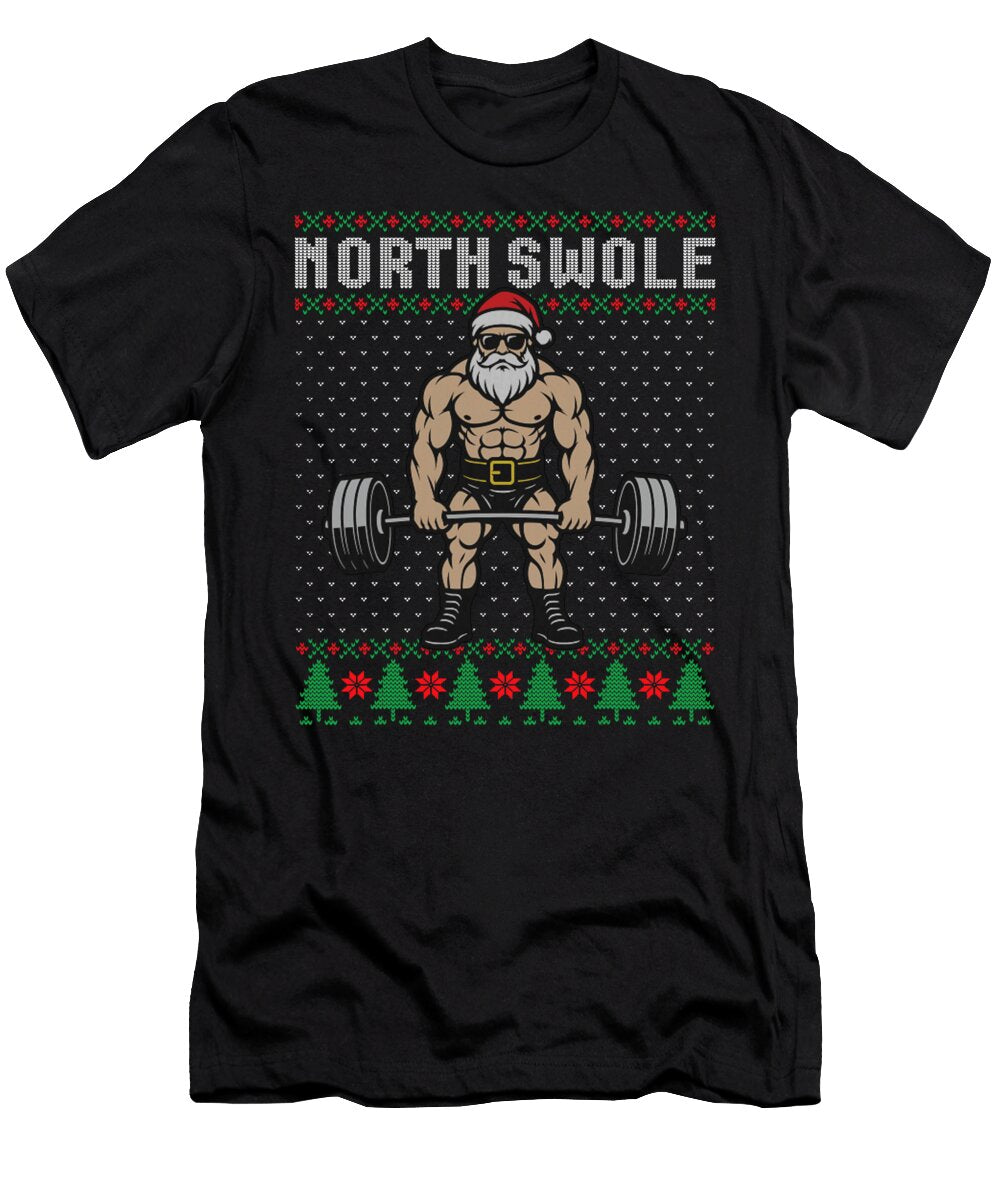 North Swole Christmas Workout Santa Lifting Zyneu Gangd T-Shirt