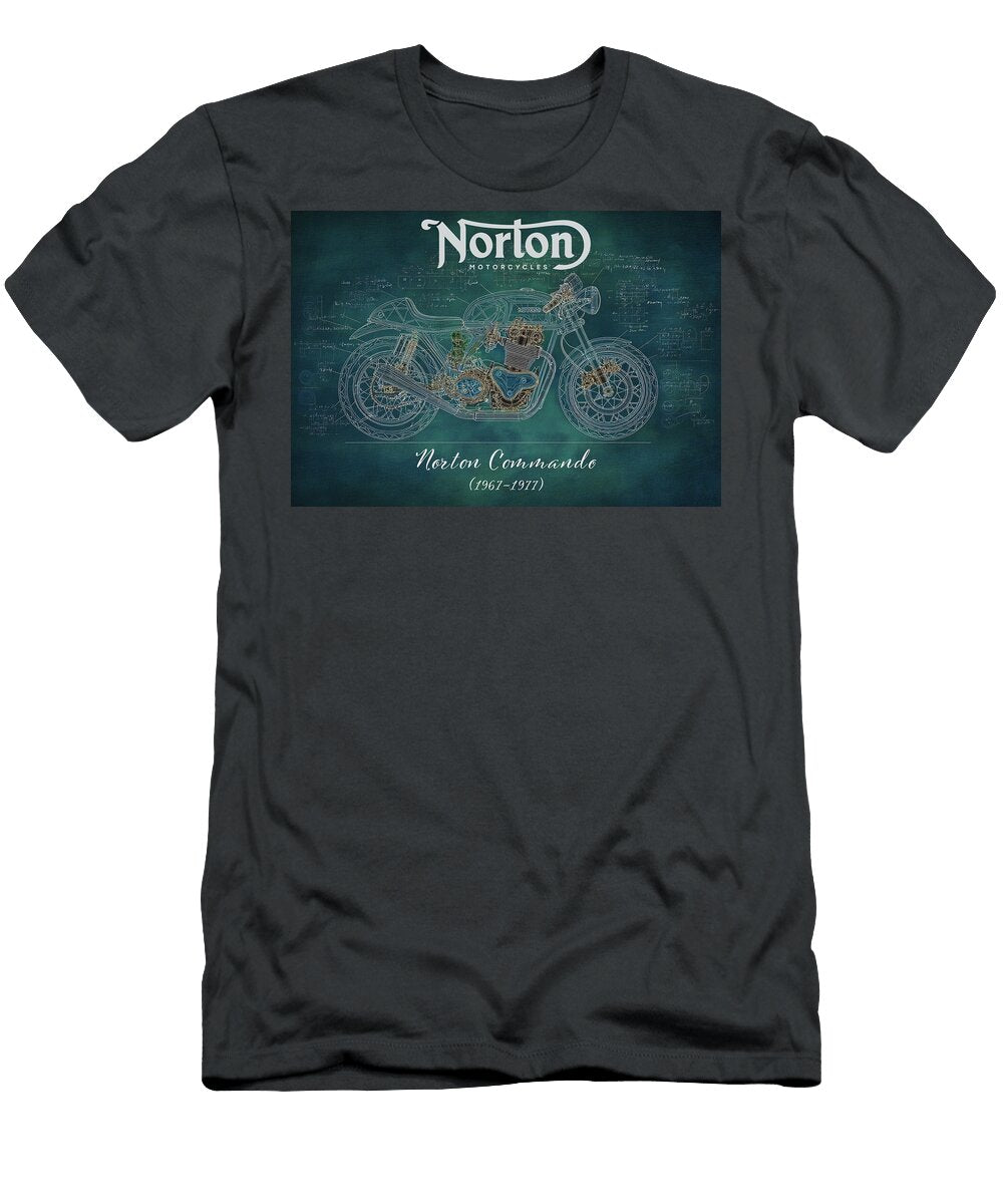 Norton Commando Blueprint Kevin Walker and Pixel Reverie T-Shirt
