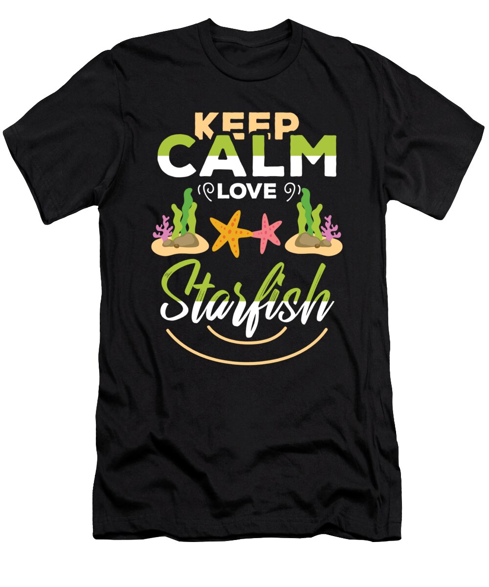 Ocean Lover Gift Keep Calm Love Starfish Swimmer Gift Beach Lover Kanig Designs T-Shirt