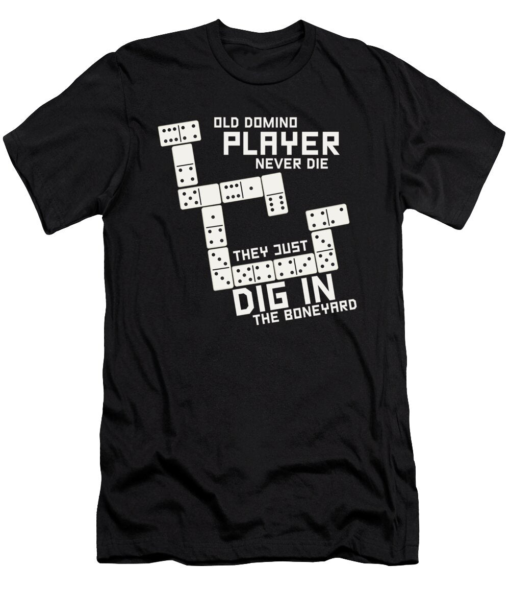 Old Domino Player Dominoes Tiles Puzzler Game Gift Thomas Larch T-Shirt