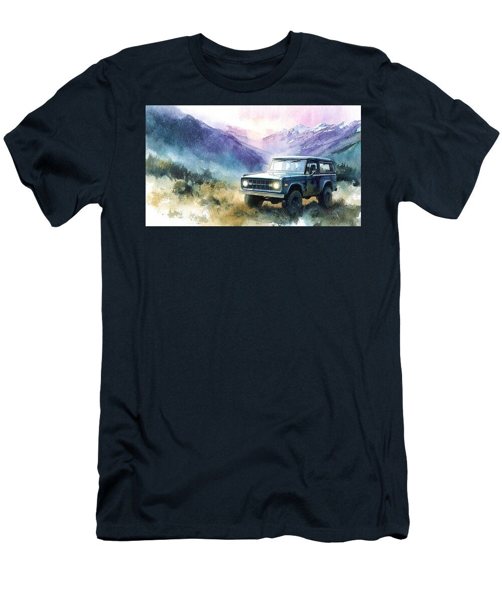 Old Truck in Mountain Landscape Ford Bronco Ill Destiney Sullivan T-Shirt