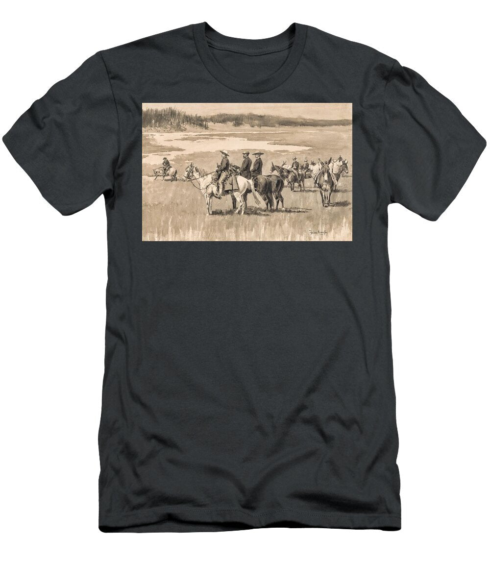 On the Head Waters Burgess Findina a Ford Frederic Remington T-Shirt