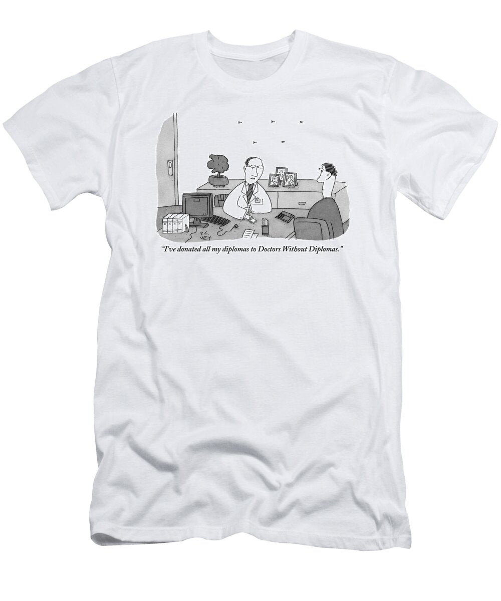 One Doctor At a Desk Speaks to a Colleague Peter C Vey T-Shirt