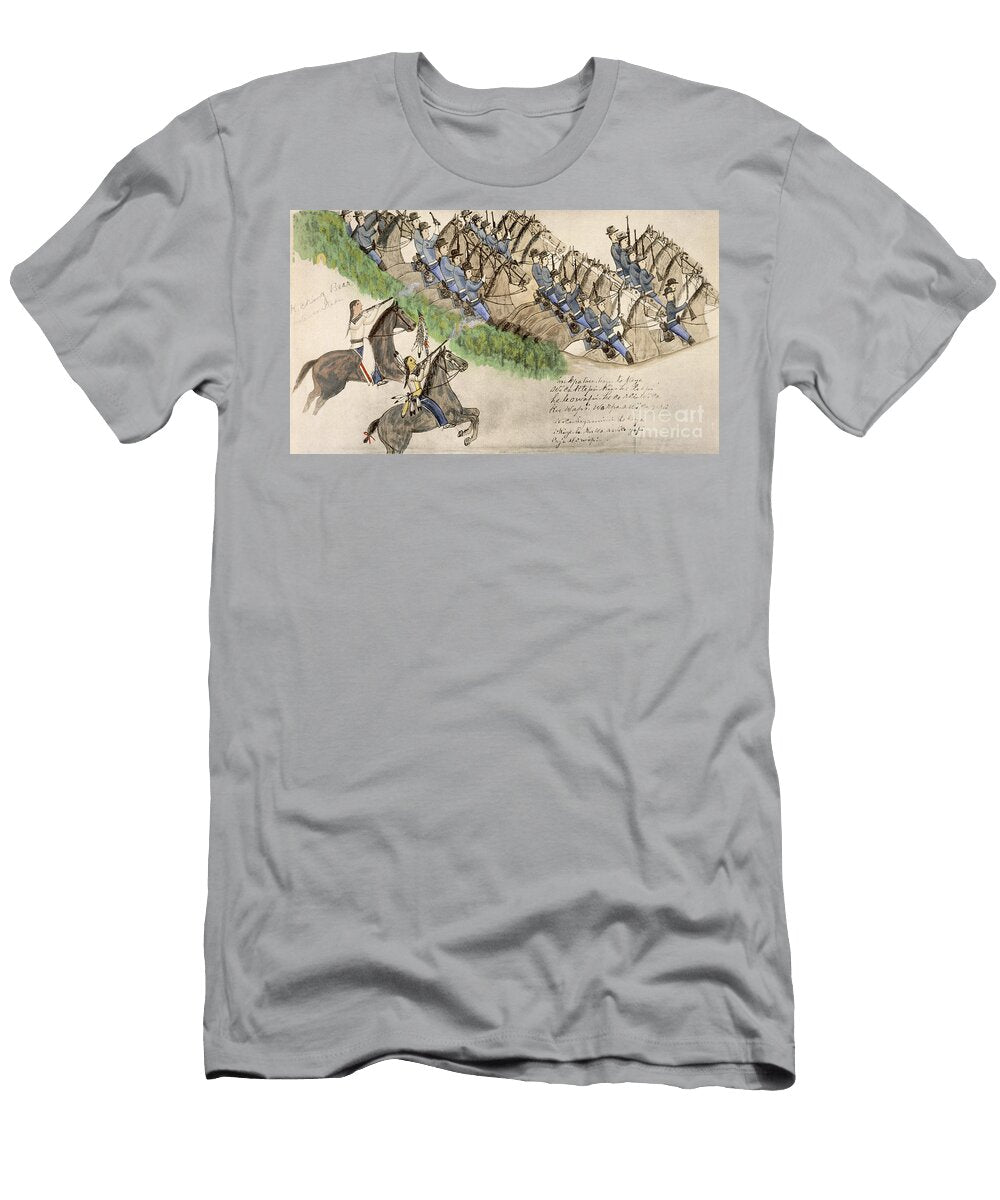 Opening of the Battle of the Little Big Horn Ink on Paper Amos Bad Heart Buffalo T-Shirt