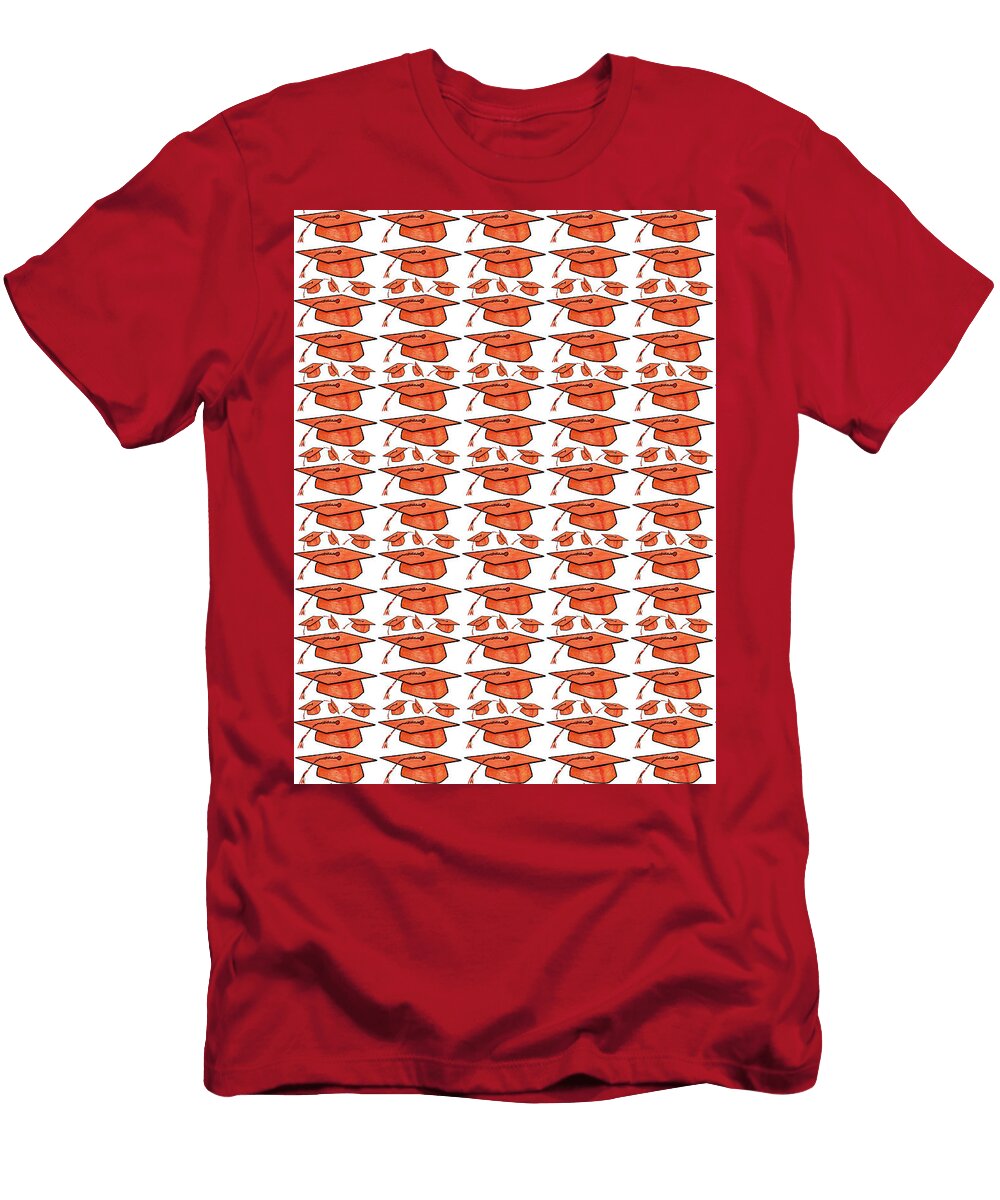 Orange Graduation Cap on White Iris Richardson T-Shirt