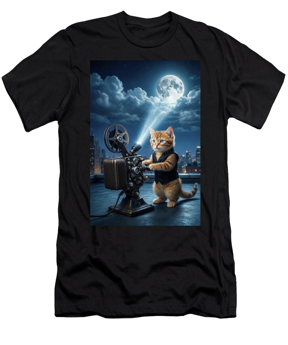 Orange Tabby Cat Moonlight Cinema Matthias Hauser T-Shirt