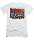 Original Hockey Art Paintings for Sale the Neighborhood Hockey Rink Canadian Winter Scenes Carole Spandau T-Shirt