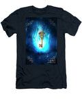 Ornate Gold Key on Mystical Blue Background Sandra Cunningham T-Shirt