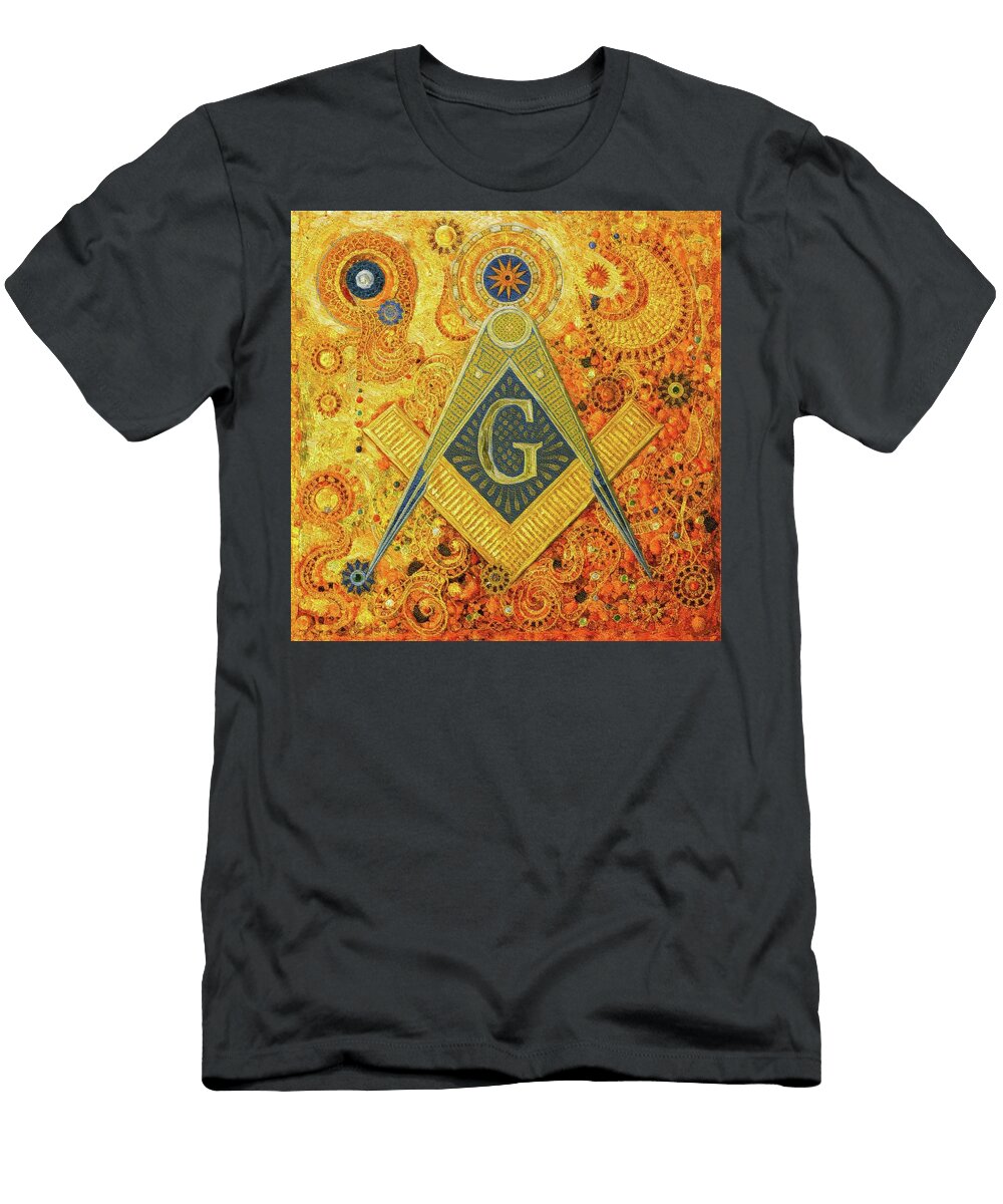 Ornate Masonic Symbol on Vibrant Background Pierre Blanchard T-Shirt