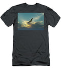 Osprey Bird Soaring High in Evening Sky Looking for Prey Thomas Baker T-Shirt