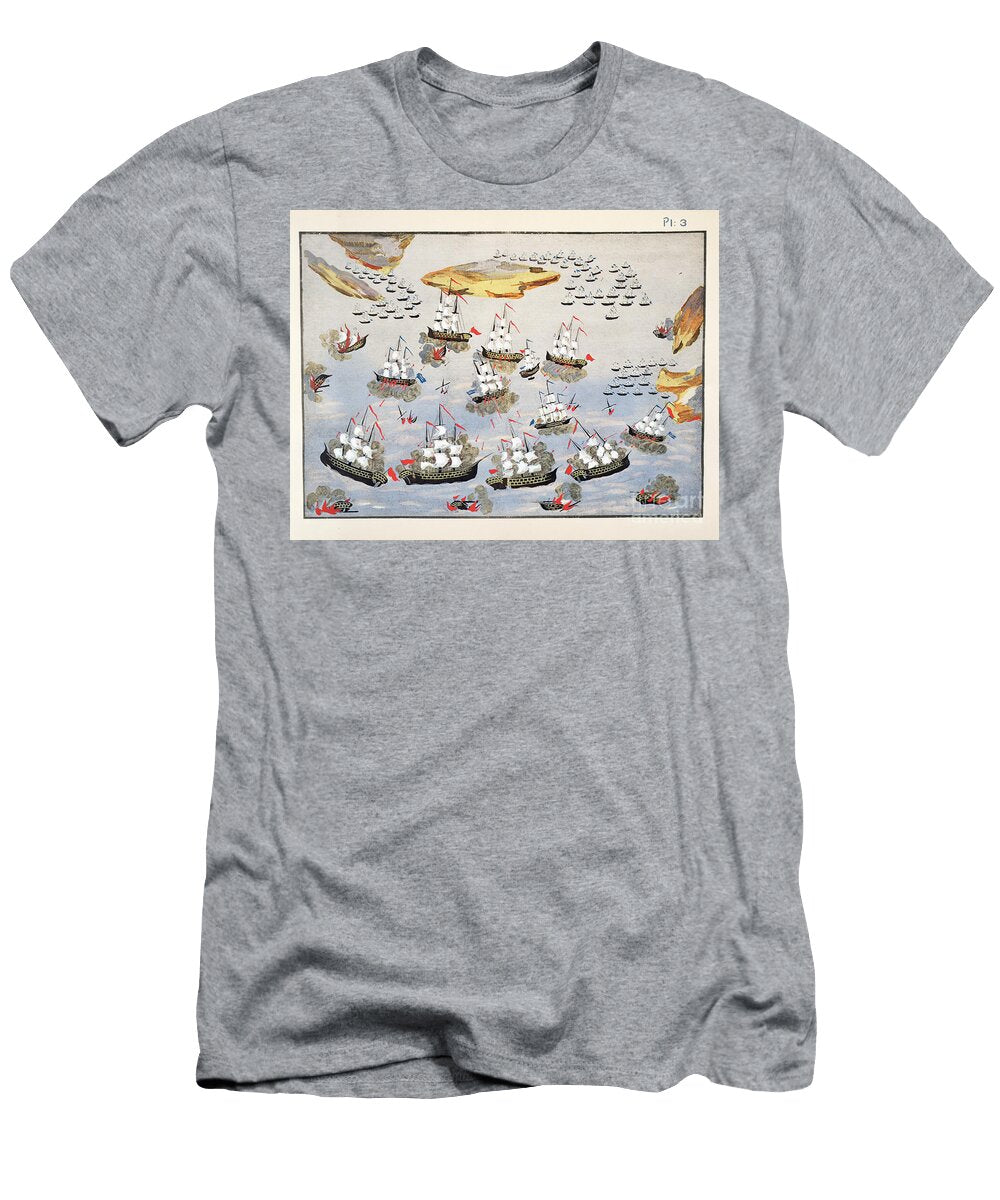 Overview of Naval Battles During the War Plate 3 From Pictorial History of the Greek War of Independence By General Makryjannis Greek School T-Shirt