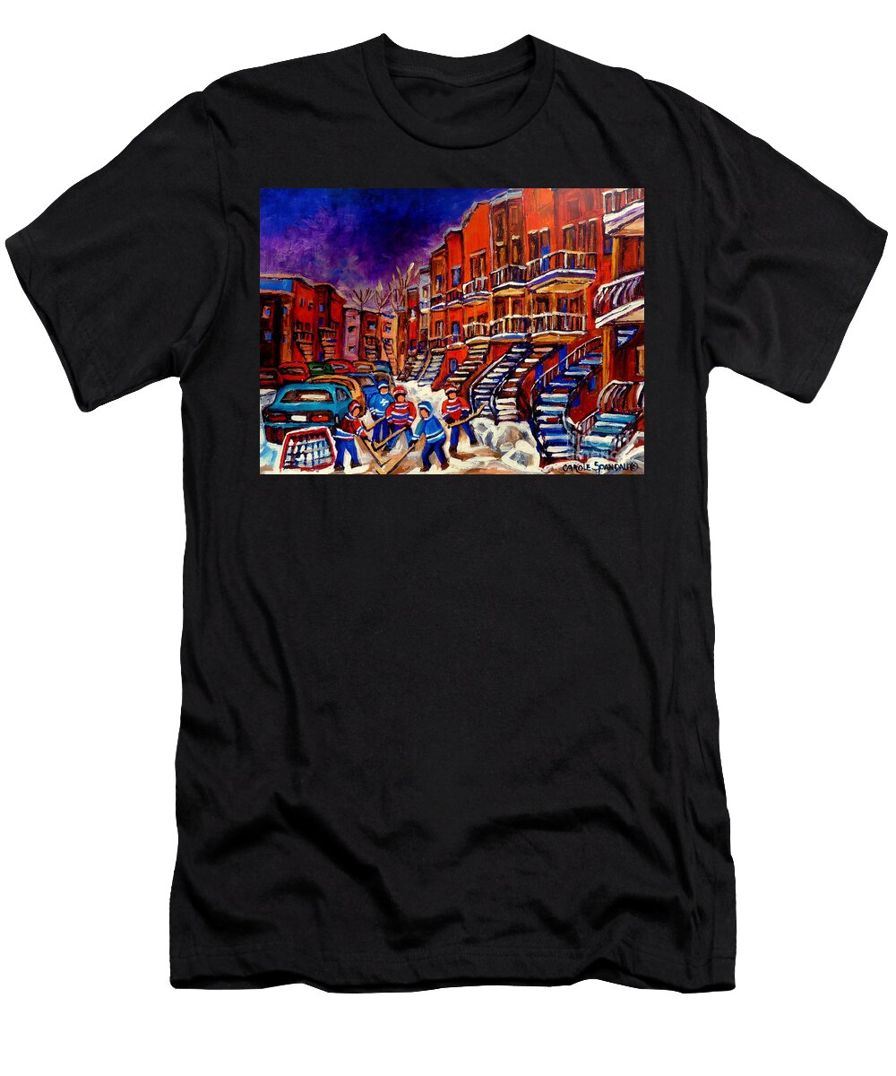 Paintings of Montreal Hockey on Du Bullion Street Carole Spandau T-Shirt