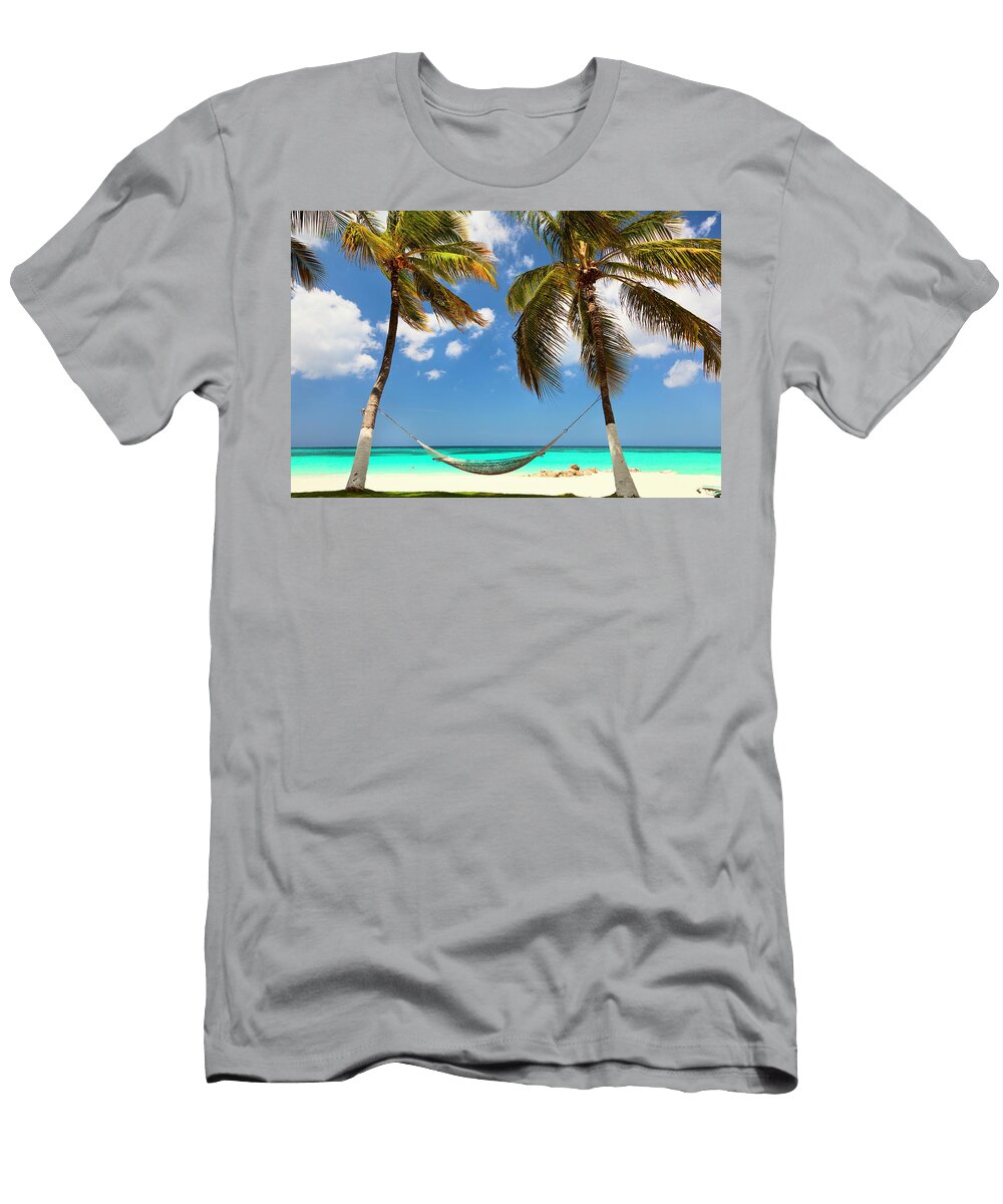 Palm Tress and Hammock At Beach Claudia Uripos T-Shirt